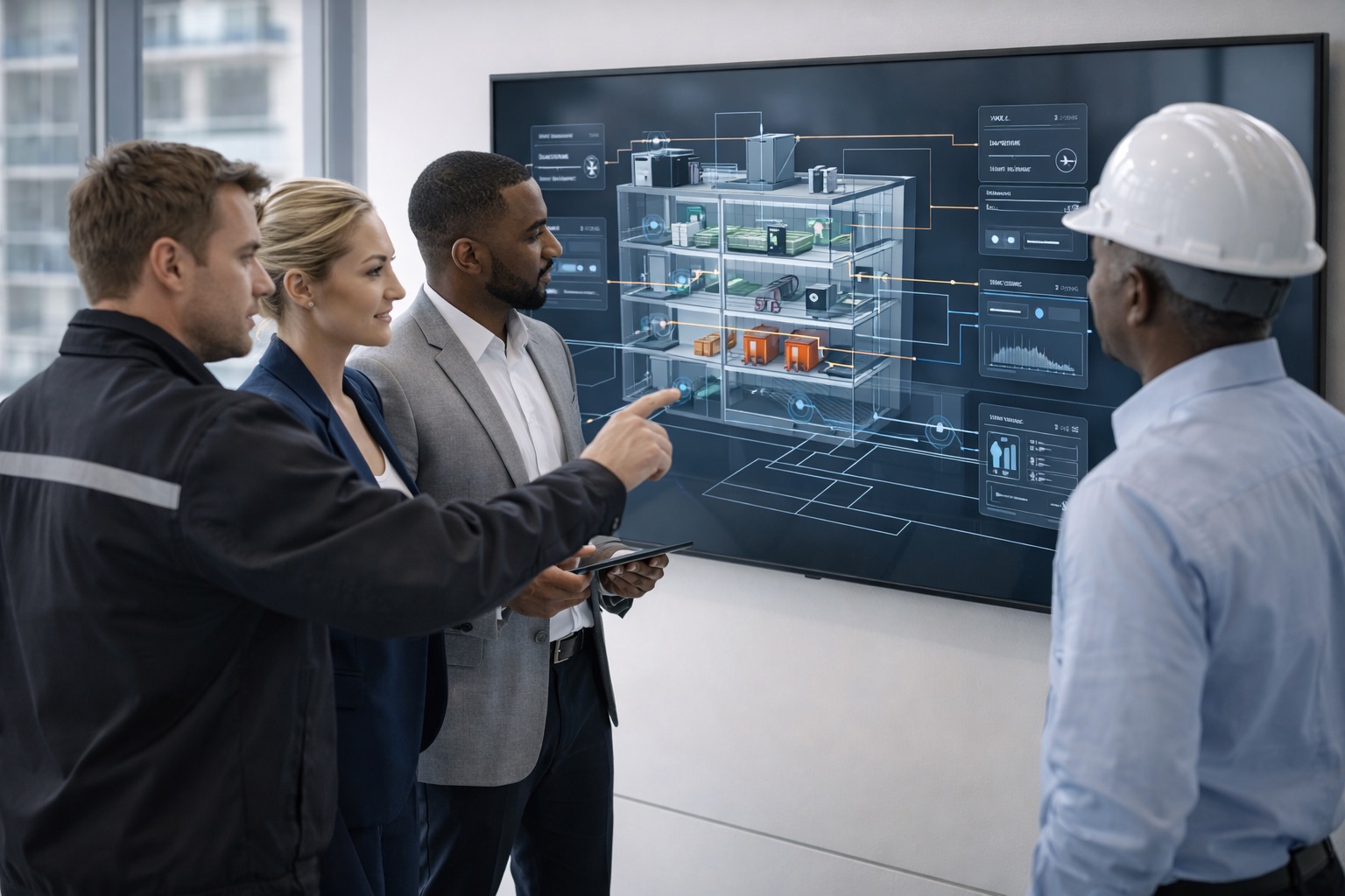 Field and operations teams reviewing a 3D building workspace